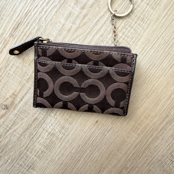 Coach Brown Circle Pattern Keychain Wallet - Picture 4 of 5